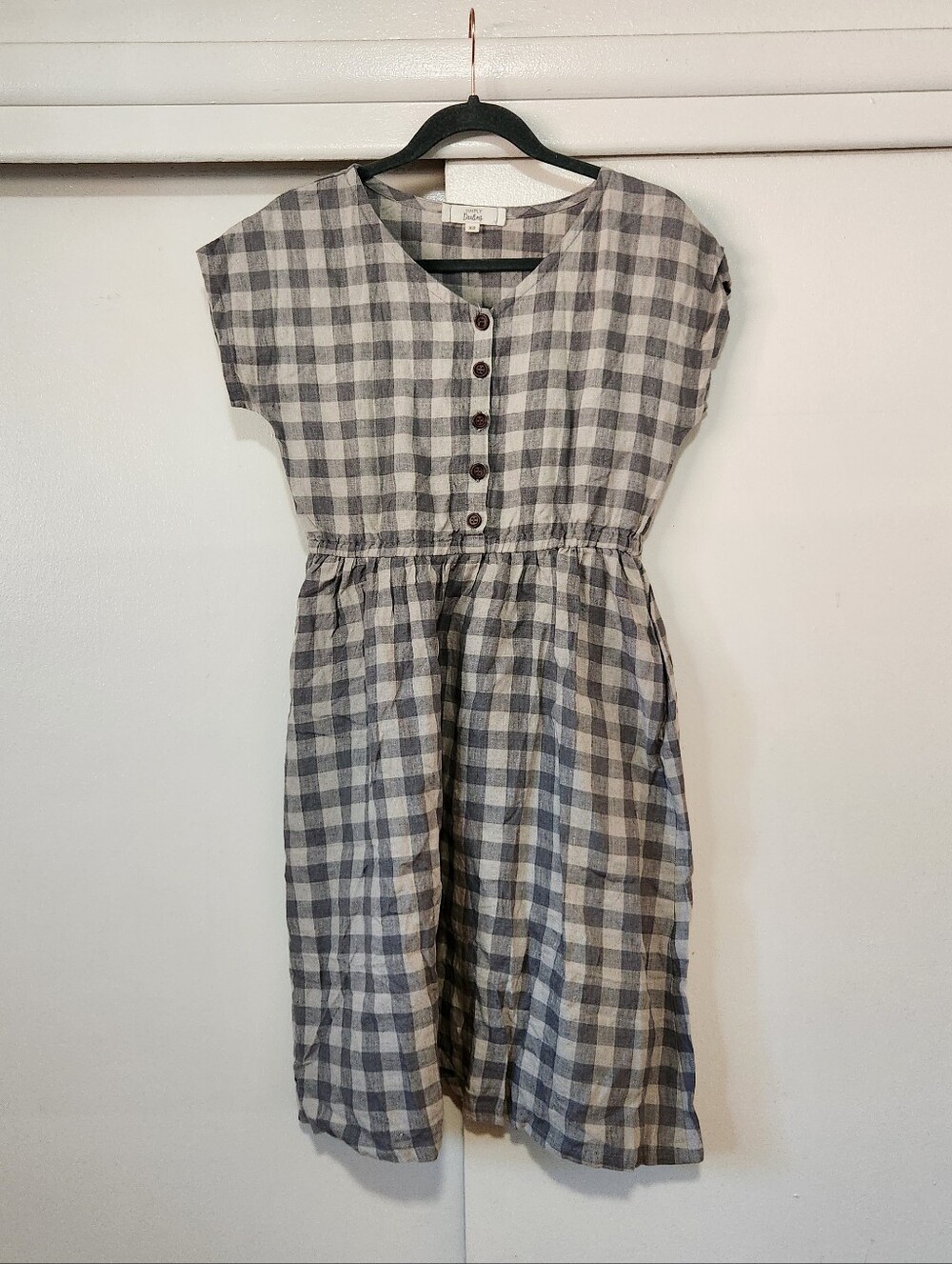 Simply Darling Linen Gingham Checkered Midi Dress Sz XS